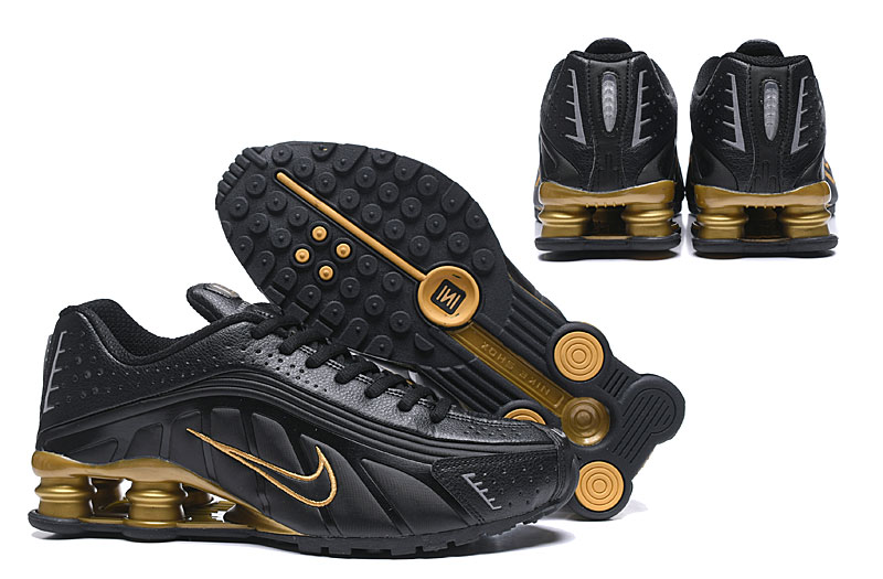 nike shox R4 shoes men-black/gold